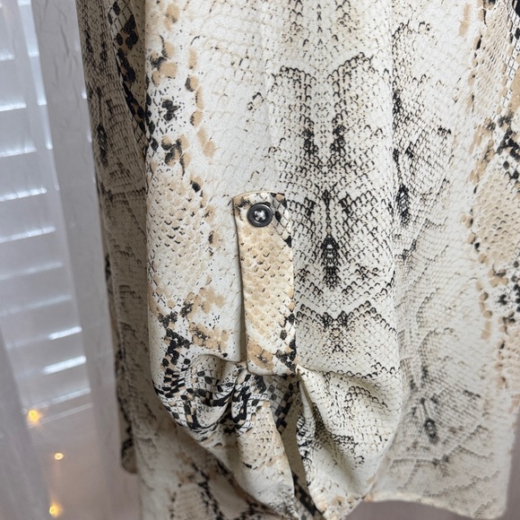 Lush Snake Print Blouse in Cream and Black - Picture 4 of 7